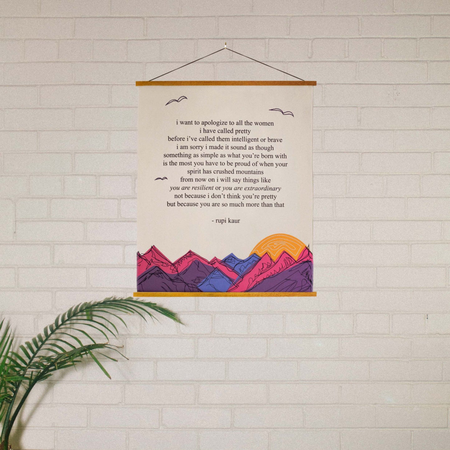 'i want to apologize' Embroidered Tapestry - Signed by Rupi Kaur