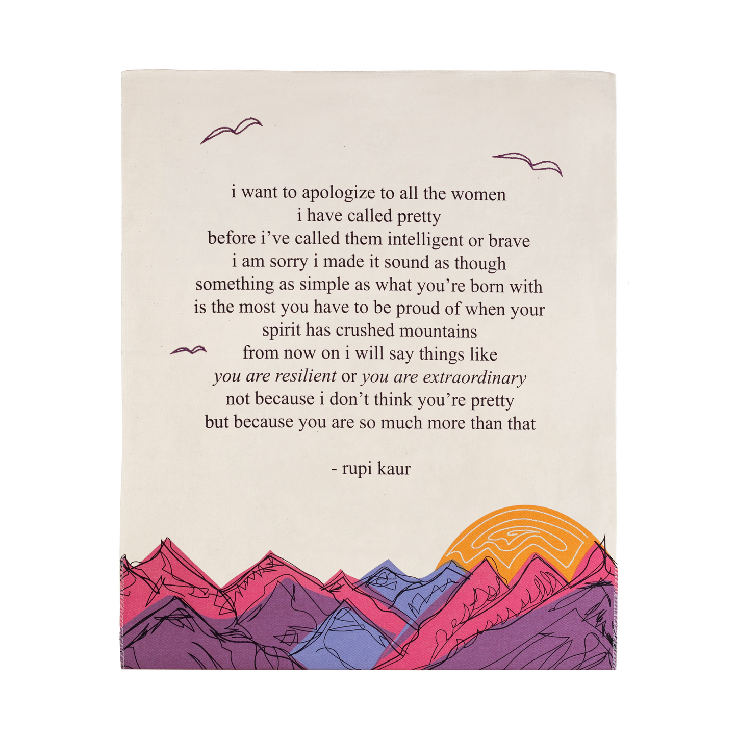 'i want to apologize' Embroidered Tapestry - Signed by Rupi Kaur