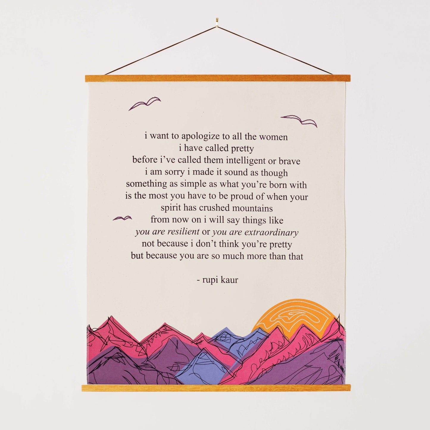 'i want to apologize' Embroidered Tapestry - Signed by Rupi Kaur