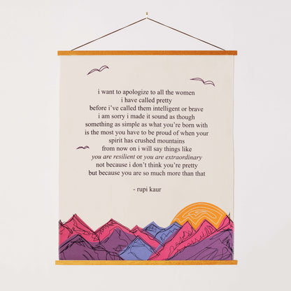 'i want to apologize' Embroidered Tapestry - Signed by Rupi Kaur